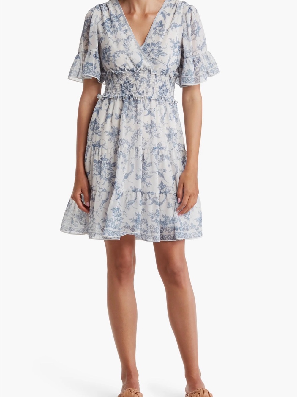 MAX STUDIO Georgette Ditsy Floral Print Tiered Dress